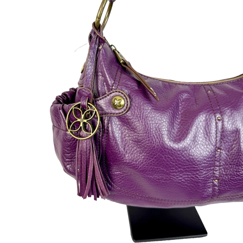 Relic Shoulder bag Purse Satchel Purple Leather Tote Vintage Brass Hardware Logo - Image 2 of 4