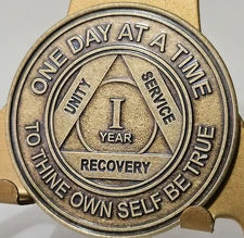 Alcoholic 1 Year Recovery - One Day At A Time - Chip Coin Token AA Anonymous