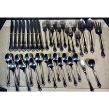 37 pc Oneida 1881 Rogers Arbor Rose-True Rose Stainless Flatware