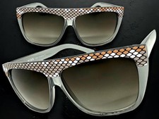 Oversized Classic Vintage Retro Style SUNGLASSES Large Big Gray Snakeskin Frame