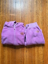 5T Kids Juicy Couture Pink Velour Zip Up And Jogger Set