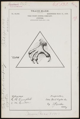 [Trademark registration by Toke Point Oysters Company for Claw brand Oysters]