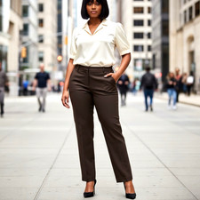 Lafayette 148 Brown Pants Size 16 Wool Blend Career Business Staple Quiet Luxury