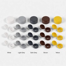 SMALL PLASTIC HINGED SCREW COVER CAPS WHITE YELLOW BLACK BLUE BROWN 6g/8g Gauge