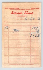 California Lodi Nelson's Shoes 1953 Billhead Receipt 3.5" x 6.5"