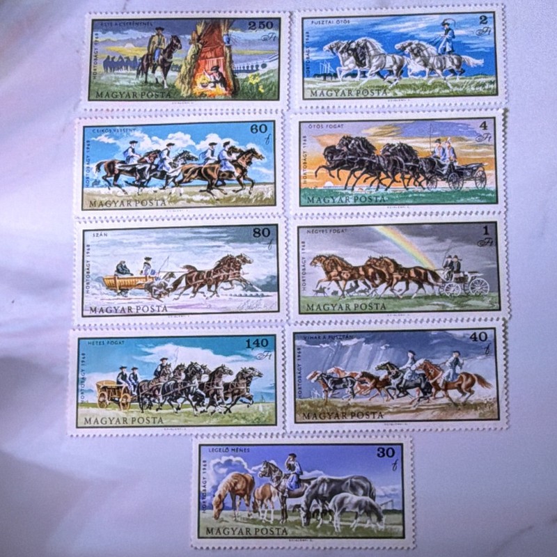 Hungary 1968 Magyar Posta Hortobagy Horses MNH Postage Stamp Set 1f-2,50f