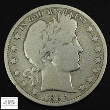 1895 S Barber Silver Half Dollar 50C - Cleaned