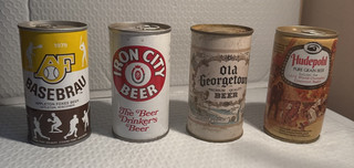 Vintage 1970's Iron City 12 oz Steel Beer Cans Lot of 4 Hudepohl AFO Basebrau