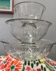 Set Of 3 Vintage Pyrex Clear Colonial Mist Nesting Mixing Bowls 322, 325, 326
