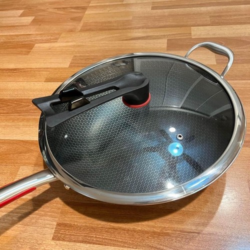 12.6" Stainless Steel Nonstick Wok Pan, Honeycomb Wok, Cooking Wok for gas cook - Picture 3 of 8