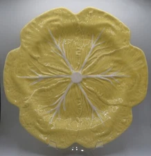 BORDALLO PINHEIRO POTTERY MAJOLICA CABBAGE YELLOW CHOP PLATE PLATTER 12"