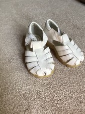 HANNA ANDERSSON Girls 23 6.5 U.S. GIRLS WHITE Leather Sandal WITH HOOK LOOP