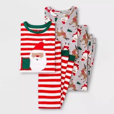 Boys' 4pc Striped Santa Pajama Set Just One You by carter's Red 12M, 2T, New
