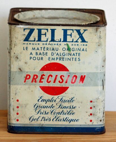 Vintage 16cm Zelex Tin - Vintage Dentist Tool Teeth French Kitchen Retro Planter - Bild 1 von 7