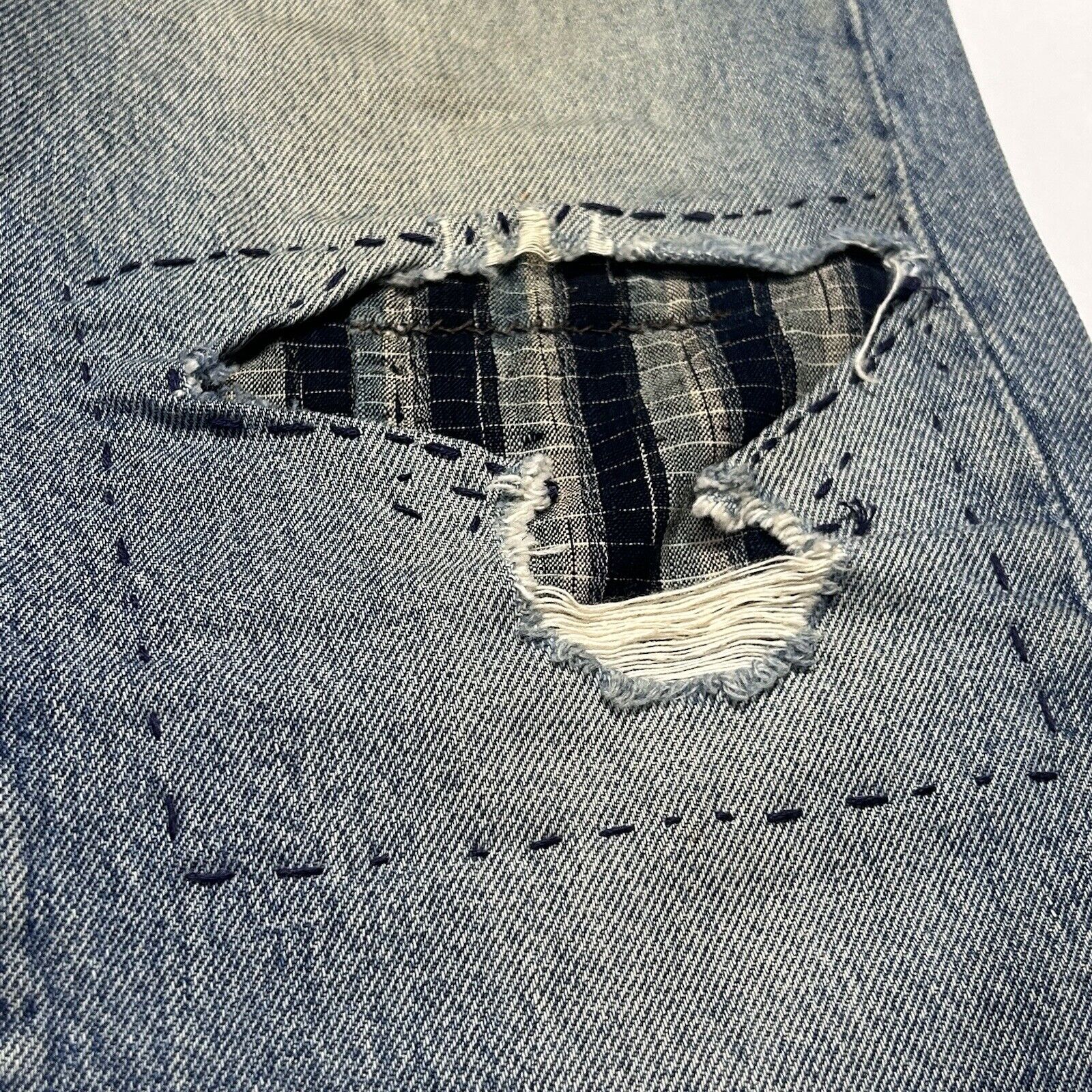 Japanese Shashiko Stitched Boro Cloth Distressed … - image 7