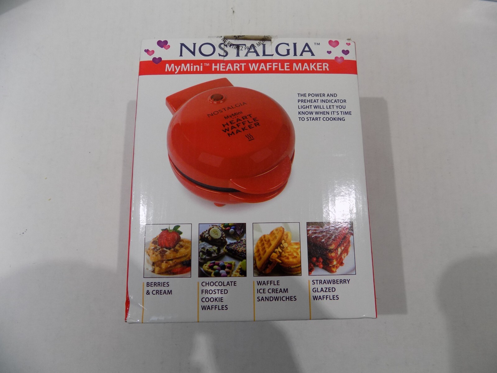 Nostalgia Red Mini Heart-Shaped Waffle Maker New in Box  -image
