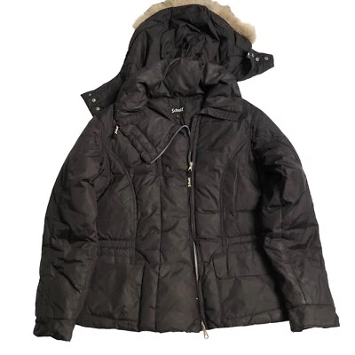 Abrigo chaqueta con capucha Schott para mujer negro de piel sintética talla grande L invierno - Imagen 1 de 4