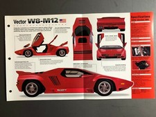 1971 - 1997 Vector W8-M12 Coupe Poster, Spec Sheet, Folder, Brochure - RARE