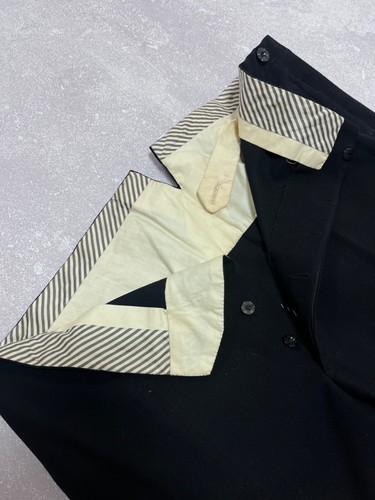 Antique 1940s Solide Elegant Buckle Back Suspender Suit Black Trousers - Picture 3 of 18