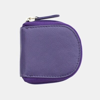 Leather Zipped Coin Purse Small Zip Wallet with Compartments