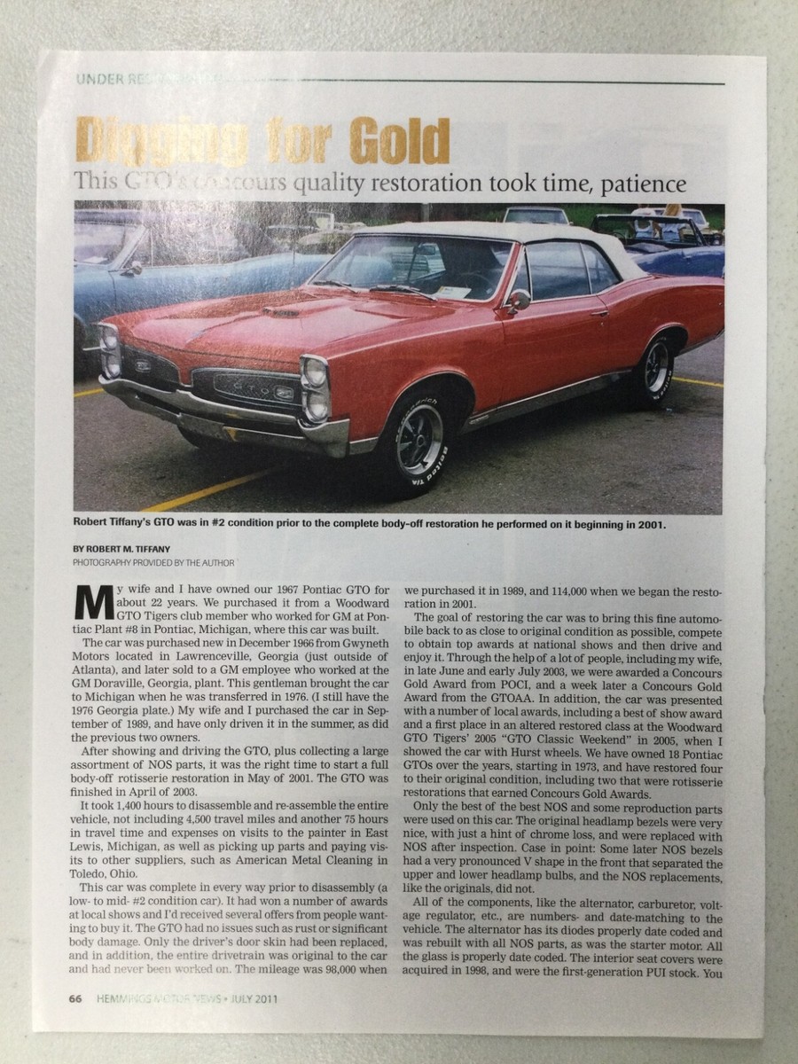 HMN 873 Article Under Restoration Digging for Gold 1967 Pontiac