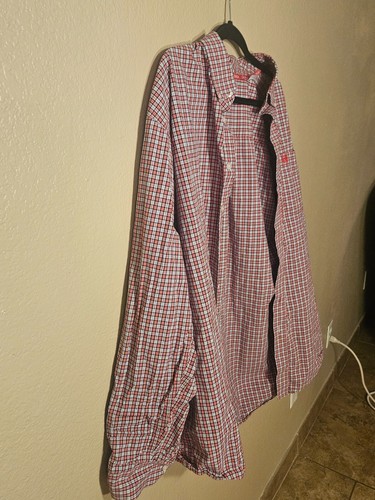 Cinch Men's Western Cowboy Red Plaid 2XL Button Up Casual Long Sleeved Shirt - Picture 12 of 14