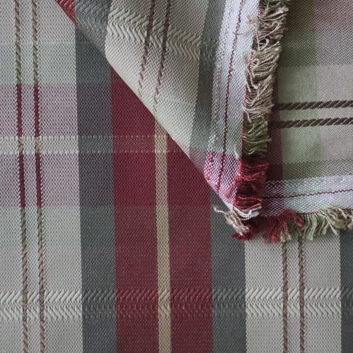 Vintage Home Decorating Woven Fabric Classic Red, Khaki Green Plaid 11.7 yds - Picture 9 of 11