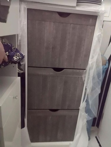 Jysk Oldekrog Schuhschrank Kommode Regal 3 Fächer weiß grau braun