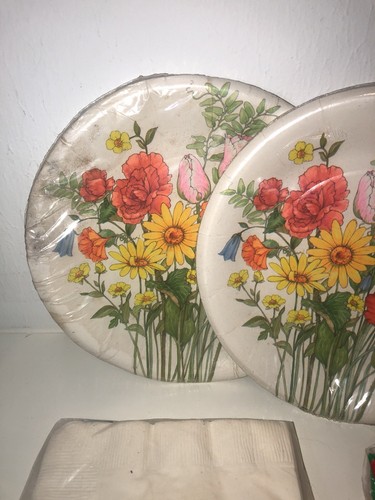 Vintage Blumen Pappteller und Servietten - Bild 2 von 8