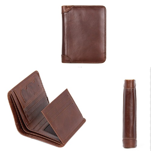 Premium Genuine Leather Mens Trifold Purse Bifold Business Credit Card Wallet AU - Picture 4 of 12