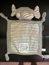 Noah's Ark Little Peanut Grey White 13 x 9.5 Plush Animal Blankie Elephant