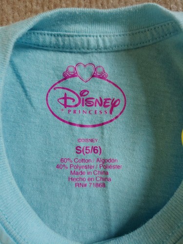 Disney Princess Cinderella Glitter Top Shirt Girls SIze S 5 6 Blue Short Sleeve - Picture 3 of 4