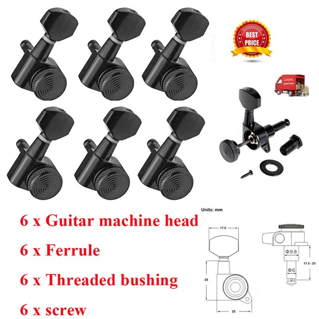 Guitar String Peg Locking Tuners Tuning Pegs Machine Heads Black 6R