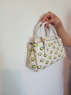 【国内即送】TORYBURCH フラワー エマーソン ミニ トート 146400 TORY BURCH EMERSON PRINTED MINI TOTE ,COLOR CREAM WITH