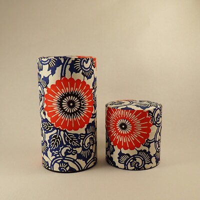 Teedose ''HANA Karakusa'' aus Metall mit Mino-Washi-Papier aus Japan, size S/L