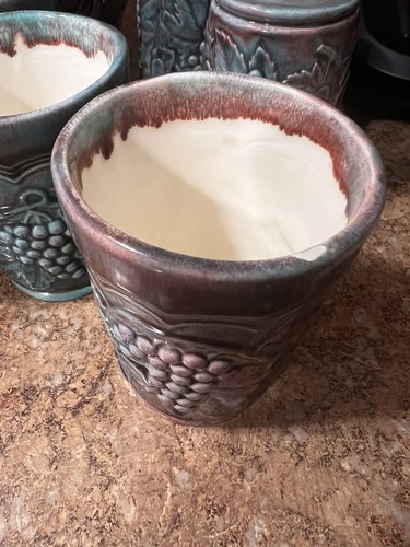 Imperial Grape Pottery Iridescent Smoke Water Pitcher + 8 Tumblers Set - Picture 2 of 11