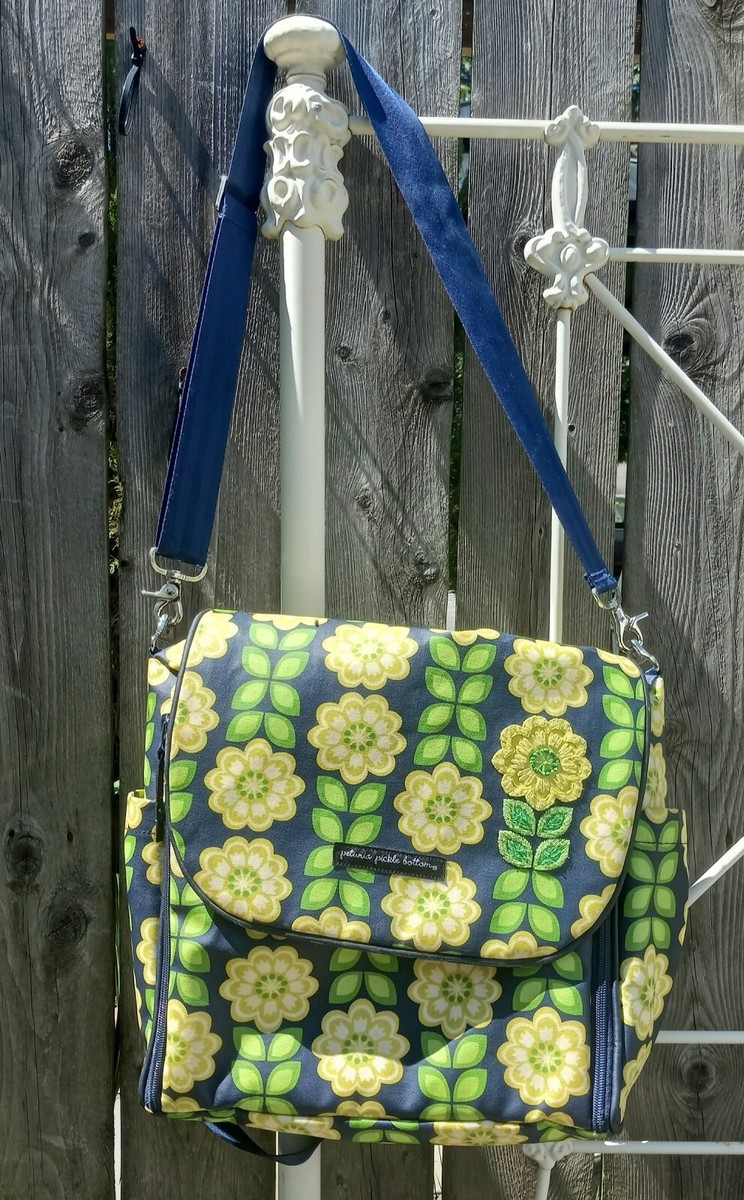 Petunia Pickle Bottom Fall Flower Blue Yellow Green Diaper 