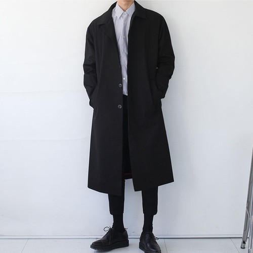 Mens Single Breasted Trench Coat Casual Lapel Mid-Length Windbreaker Jacket Thin - Bild 14 von 27