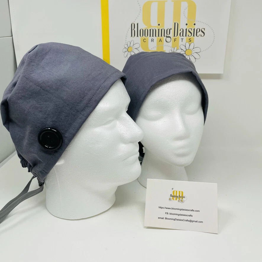 Dark Gray Unisex Skull/Chemo Surgical Scrub Hat/Cap  - Image 2 of 3