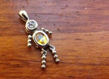 Cute  Modern August Birthstone Kid Pendant 925 Sterling Silver Yellow