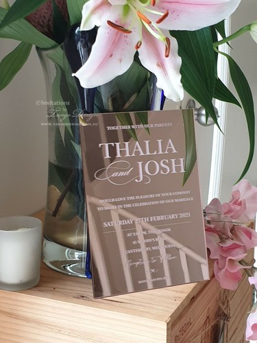 Acrylic Invitation Australia, Rose Gold Wedding Invitation 1x sample invite - 第 1/4 張圖片
