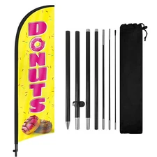 8FT Yellow Donuts Advertising Feather Flag Banner with Pole and Ground Stake