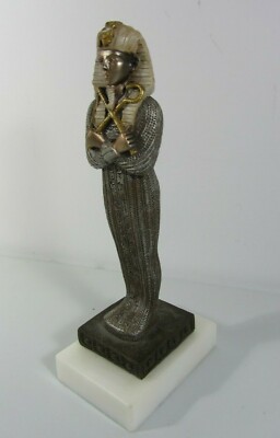 Egyptian King Tut Metal Figurine on Fine Marble Base