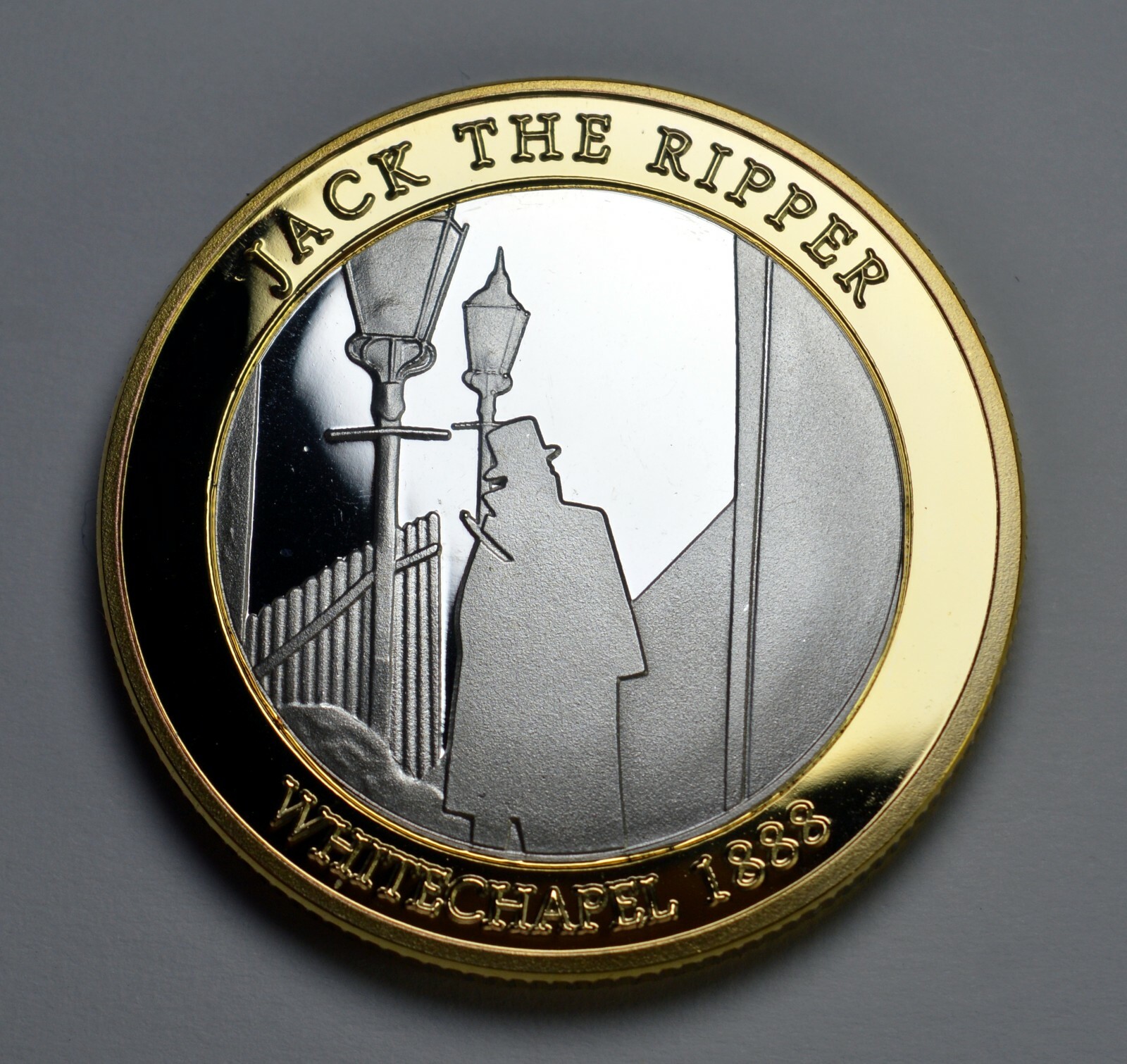 JACK THE RIPPER Silver & 24ct Gold Commemorative in Capsule. Whitechapel, 1888