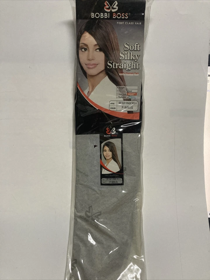 2 X  Bobbi Boss 100% Human Hair for Weaving Soft Silky Straight 14" Color1B/BUR - Image 2 of 4