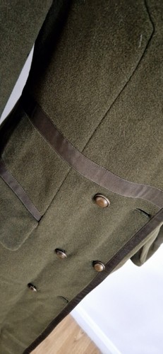 Vintage Laura Ashley military coat sz 12 long khaki green fur trim new tags READ - Picture 9 of 13