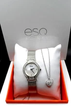 ESQ Neve Mother of Pearl Dial Stainless Steel Ladies Watch & Necklace Set