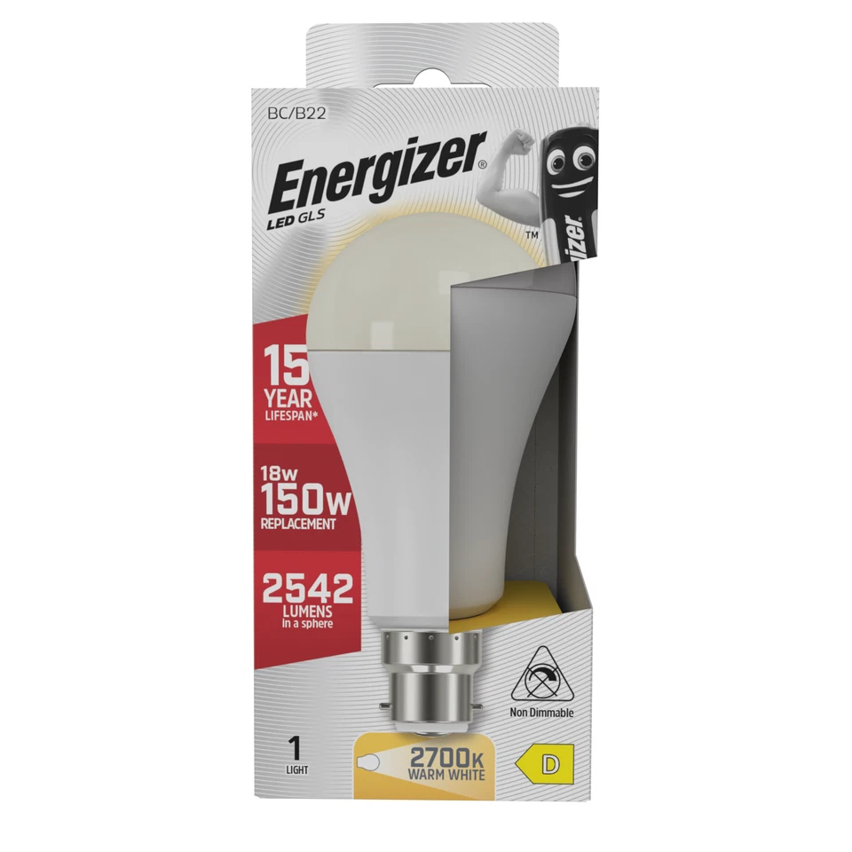 12x 18W (=150W) Energizer GLS BC B22 LED Light Bulb Lamp 2700K Warm White 2542Lm - Image 2 of 3