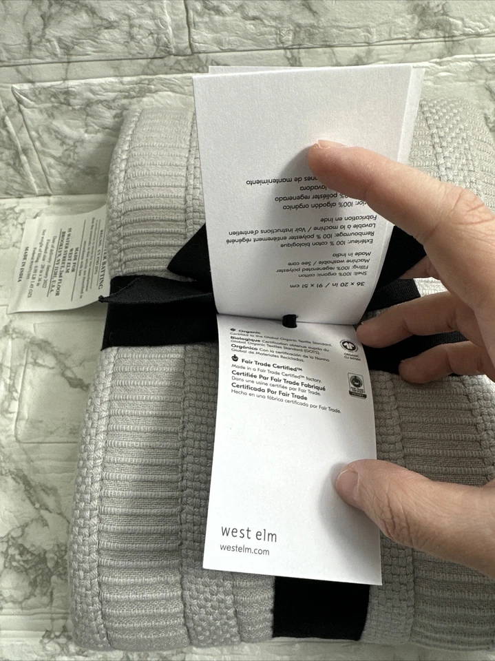 WEST ELM TAIES D'OREILLER FUNDA DE ALMOHADA. 1 KING SHAM. Nuevo con etiquetas Foto 4 de 4