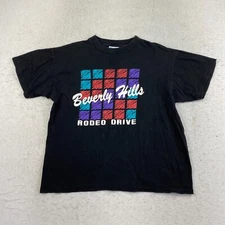 RODEO DRIVE Beverly Hills Vintage Black XL Men's T-shirt 1980's Graphic